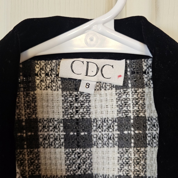 Vintage Tweed Knit Plaid Velvet Checkered Button Down Peplum Blazor Skirt Set - Picture 13 of 16